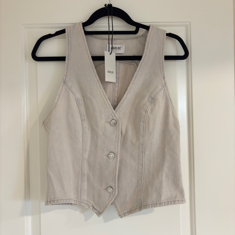 REVOLVE AGOLDE Light Gray Denim Heller Vest Top Size M